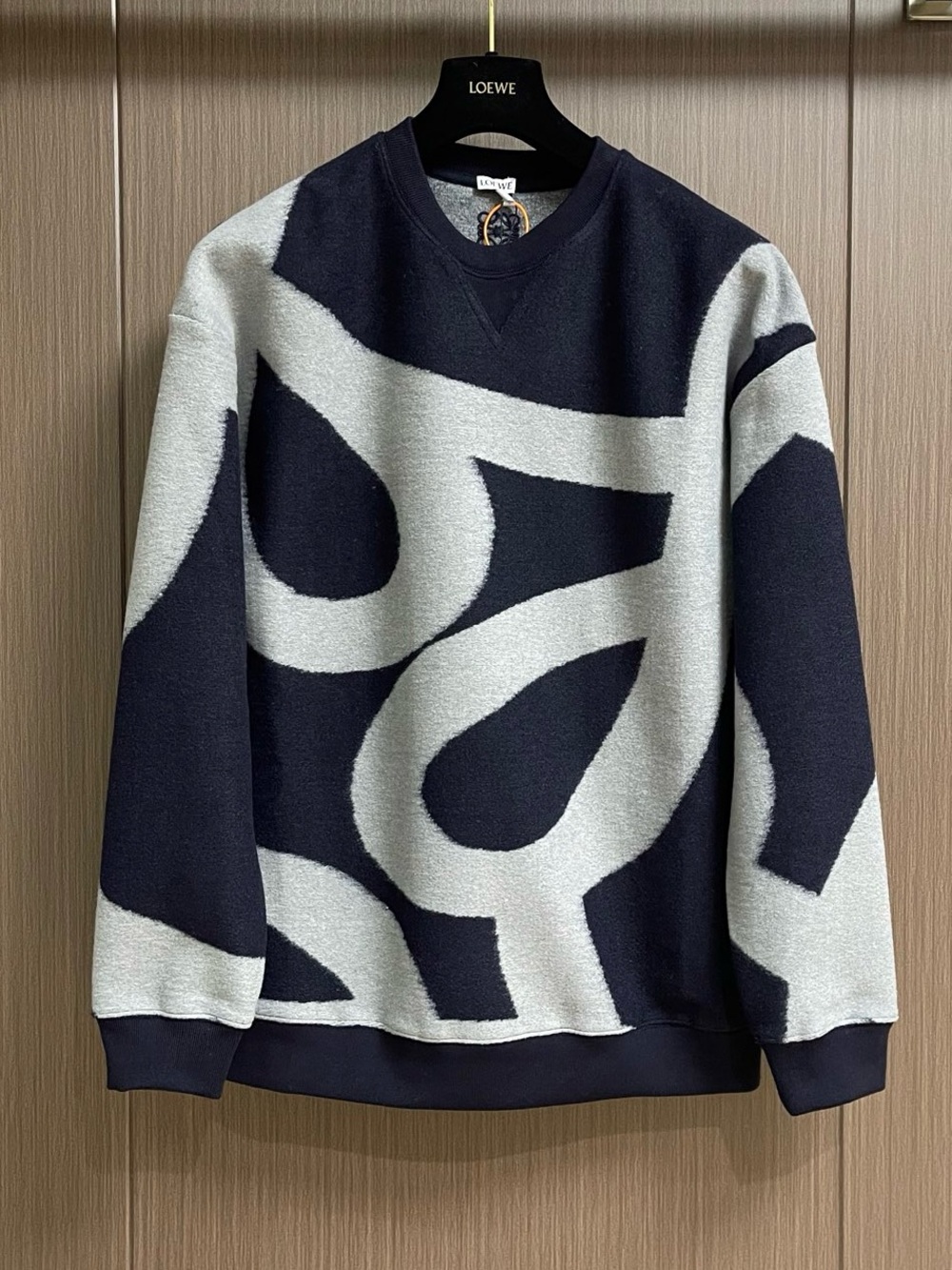 Loewe Navy and Light Gray Oversized Abstract Logo Sweater